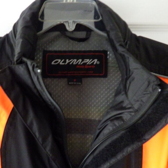 Olympia Motor Sports Jacket Men's S Black Orange Motorcycle Hooded Full Zip Lite - Picture 4 of 8
